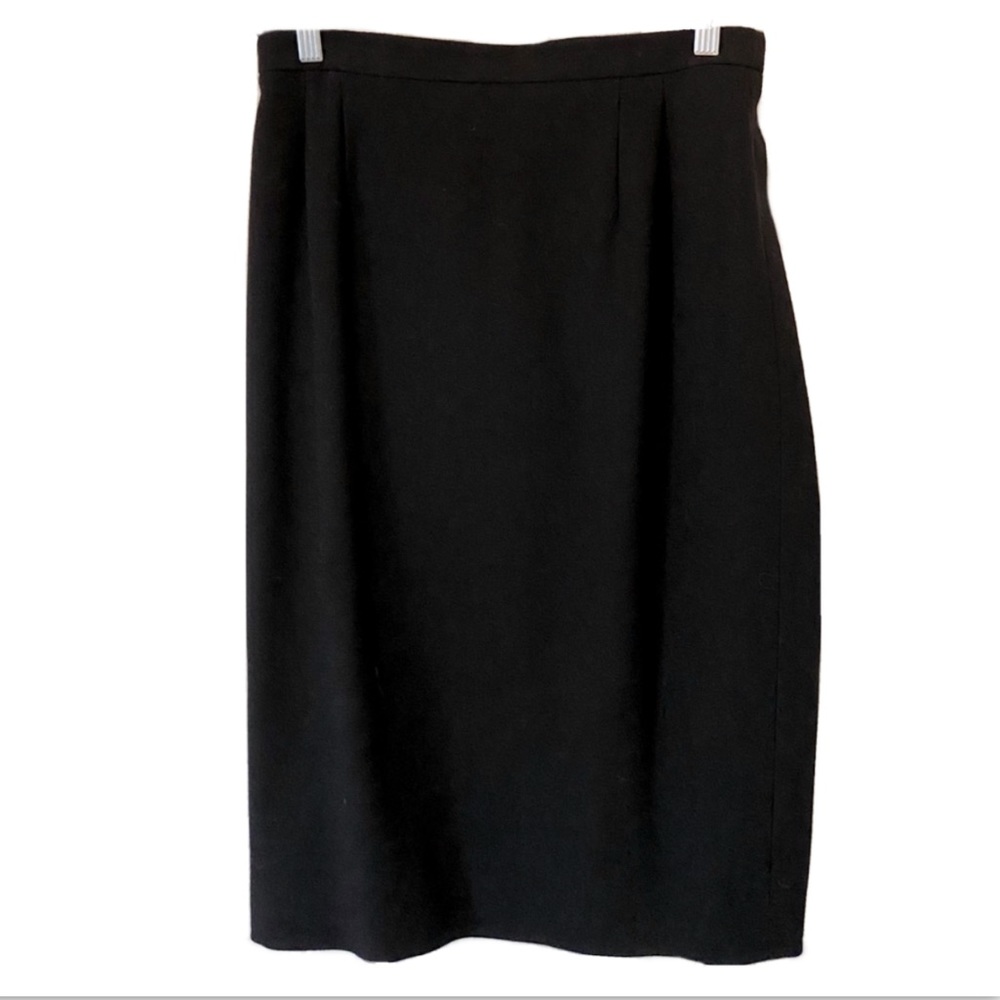 Vintage Luis Feraud Paris Classic Black Wool Pencil Skirt